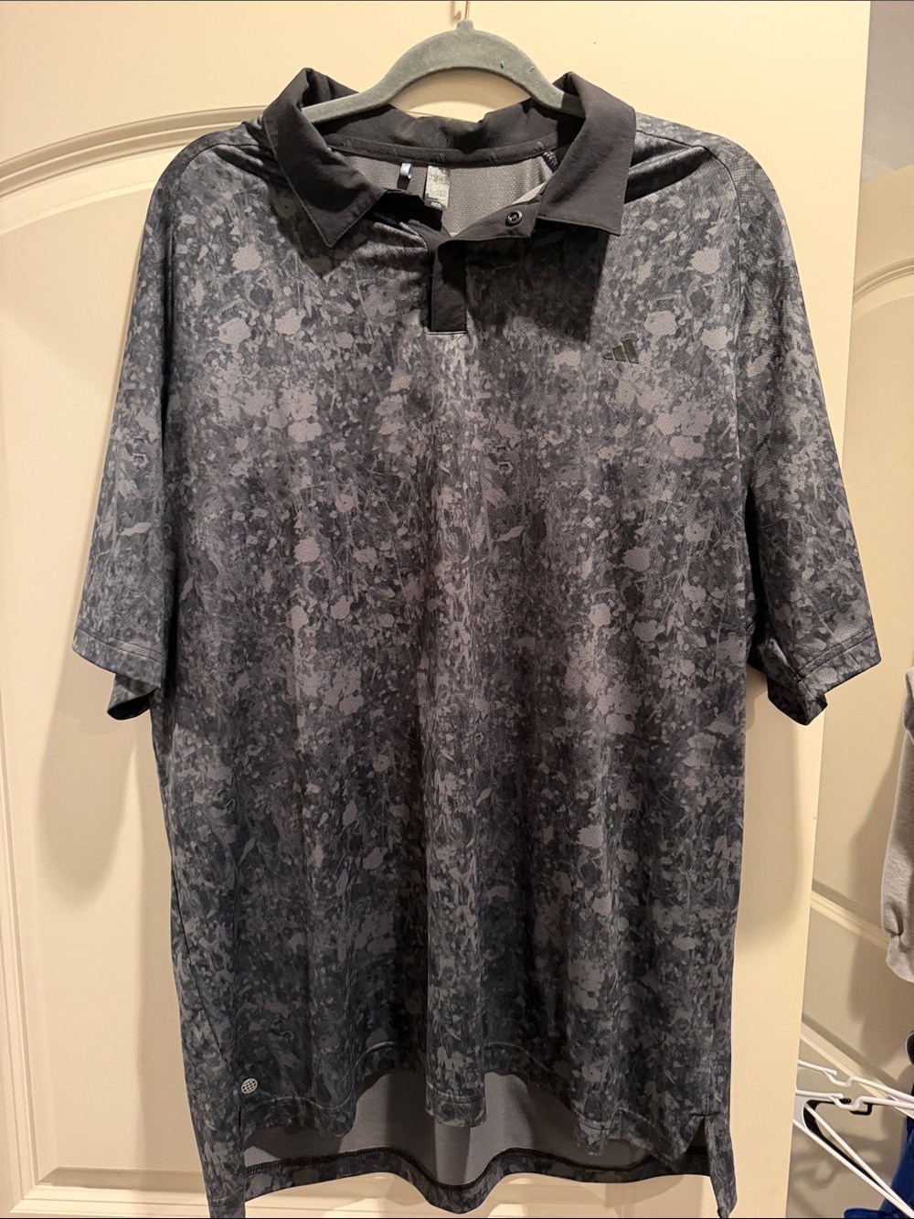 Adidas Men's Charcoal Marble-Print Golf Polo